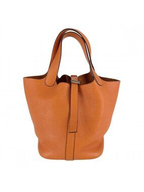 Hermes Handbag Picotin PM Leather Orange Silver